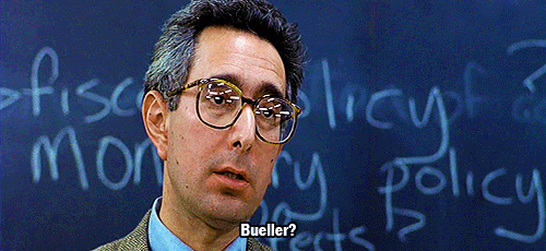 teacher from ferris bueller's day off saying bueller bueller