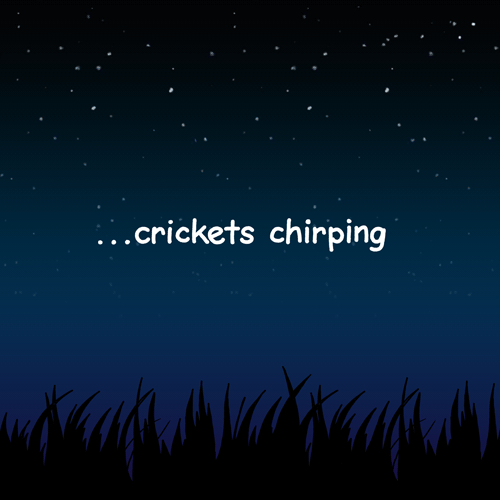 graphic of breeze blowing through grass at night crickets chirping